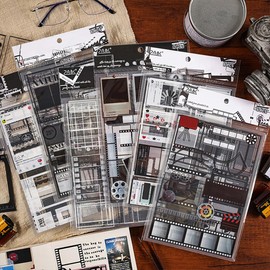 Black White Scrapbook Stickers Film Strips Journal Sticker Set Photo Frame Scrapbooking Sticker Film Tapes Film Vintage Sticker Magazine Frame Film Strip Journaling Sticker Collage Scrapbook
