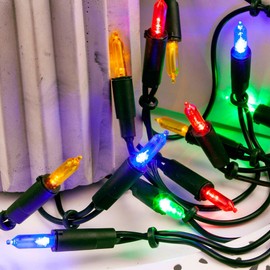 hellum Colourful Fairy Lights Indoor 35, 5.1 m Illuminated Length, Christmas Tree Fairy Lights Colourful Indoor for Windows, Cable Green, 35 Lights, with Replacement Bulbs, Power Operated <59 lm