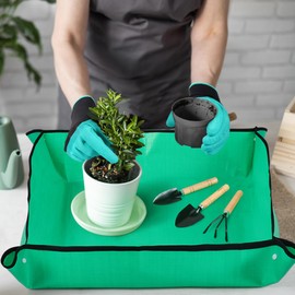 Garden Tools Set, Heavy Duty Stainless Steel Gardening Tools with Ergonomic Handles, Includes Shovel, Rake, Trowel, Repotting Mat & Gloves, Suitable for transplanting Bonsai, Cacti, Indoor Plants