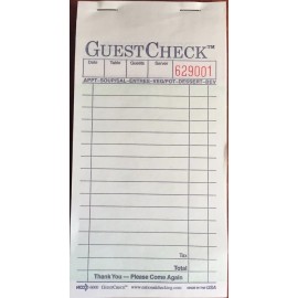 National Checking G6000 Guest Checks Book Waitress Pad CARBON COPY 15 Line 50 Page Booklet NEW