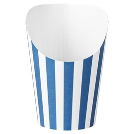 Restaurantware Bio Tek 12 Ounce French Fry Containers 100 Disposable Charcuterie Cups - Incline Design Round Striped Paper French Fry Cups Stackable For Waffles Chips or Popcorn