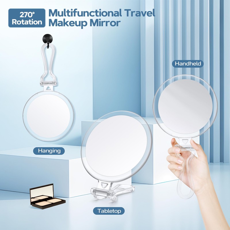 40X Magnifying Mirror for Travel with Handle, Double-Sided 1X/40X Magnification