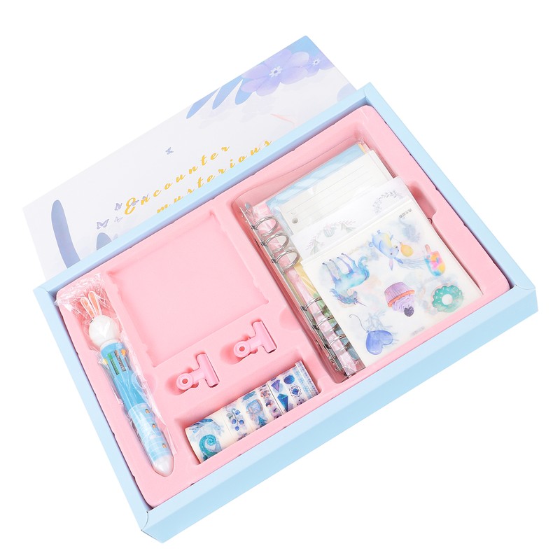 Notebook Set Checkered Girl's Heart Cute Thick Journal Gift Box