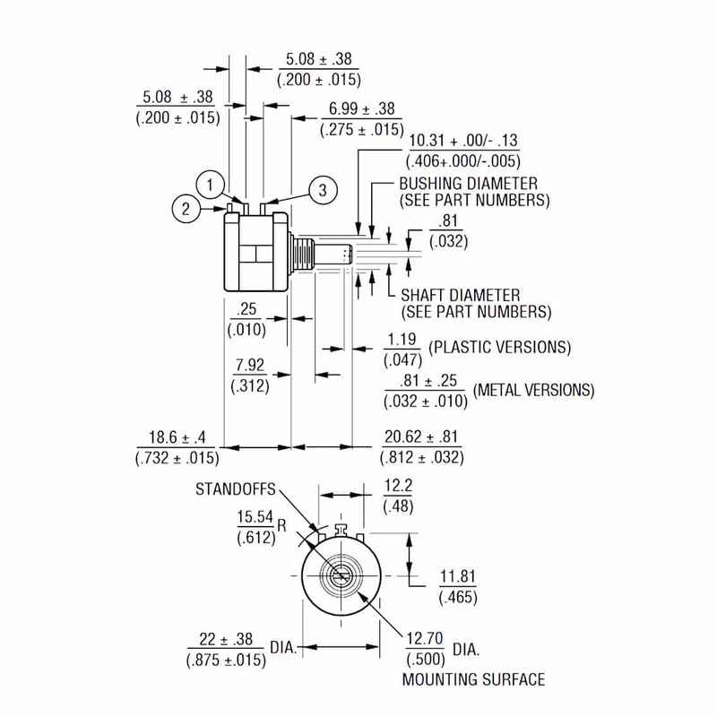 Adjustable 1K Ohm Potentiometer Resistor with Rotary Knob - 3590S-2