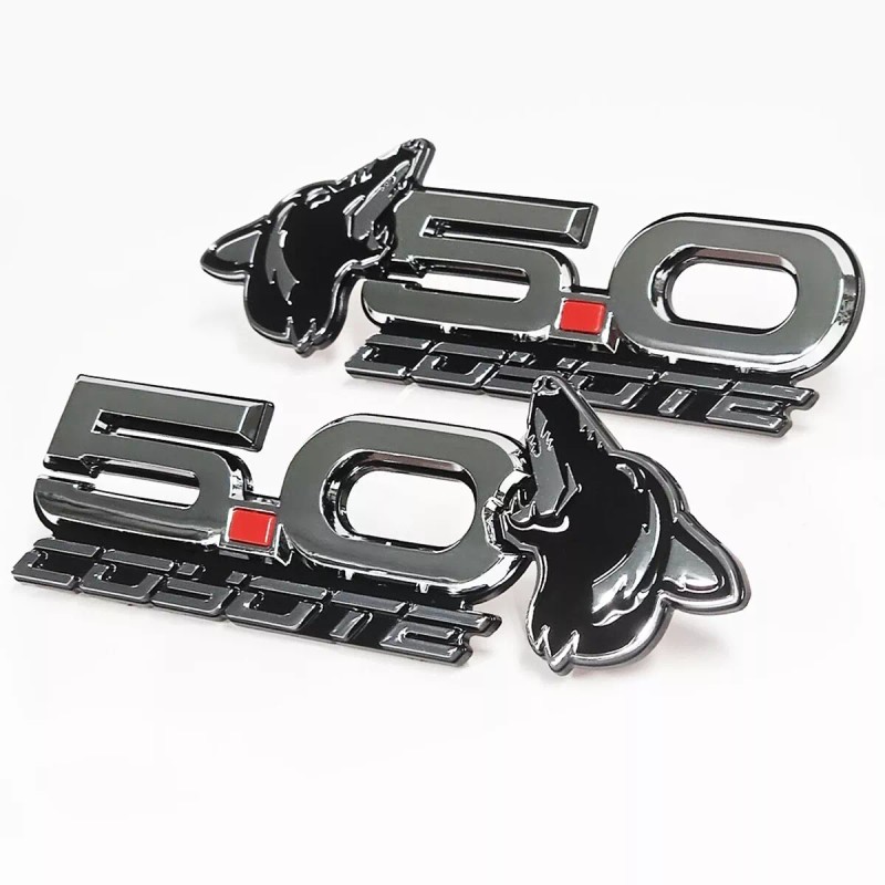AMP NEW V8 Chrome Howling Coyote 5.0 Fender Emblems Fits