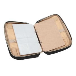 Joyero Pequeño, Estuche Organizador de Joyas de Viaje Rollo de Almacenamiento de Joyas Portátil con Bolsas de Carpeta Transparentes para Pendientes Collares Negro