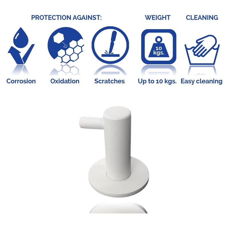 Kon-fort Home White Towel Hook, Screw, 2 Pack Bathroom Hooks