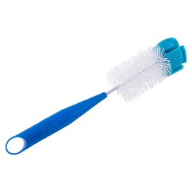 Evenflo Escobilla Doble para Biberones con Esponja, Cerdas de Nylon Rizado, Mango Ergonómico Antideslizante, Libre de BPA, 1 Pieza