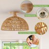 OCWHT 2 Packs Boho Light Rattan Chandelier Ceiling Light Fixtures