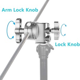 Selens Swivel Grip Head for C Stand Light Stand Boom Arm Photography Heavy Duty Stainless Steel Handle Head Holder Adapter with 4/7/11/15 mm Screw Hole for C-Stand Light Stand