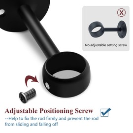 Ceiling Curtain Rod Brackets, 1 Inch Heavy Duty Curtain Rod Bracket Black Ceiling Mount Flange Rod Holders Closet Pipe Wardrobe Curtain Pole Holder Socket, Stainless Steel Ceiling Brackets 6 Pack…