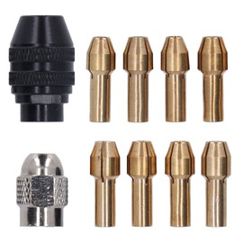 Agatige Juego de 10 Pinzas Para Mandril de Taladro, Pinza de Cambio de Latón, Juego de Portabrocas, 1/32 "a 1/8" Repuesto de Latón Rotación Rápida Para Dremel Y Repuesto Sin Llave de Mango de Mandril