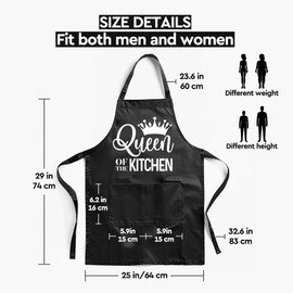 QIMIUTB Queen of the Kitchen Funny Cooking Aprons for Women with 2 Pockets,Baking Cute Apron, Mothers Day, Cooking Gifts for Women Baker Mom Wife Girlfriend-20