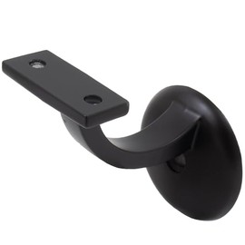 Stone Harbor Hardware Heavy-Duty Aluminum Handrail Bracket with 2-1/8" Round Base, Matte Black