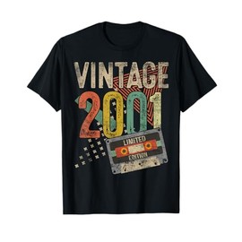 Vintage 2001 24th Birthday Gifts For Men Women 24 Year Old T-Shirt