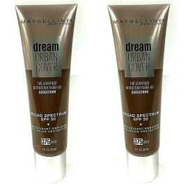 Maybelline New York LOT 2 ~ Maybelline Dream Urban Cover Foundation 375 Java SPF50 Antioxidant-En