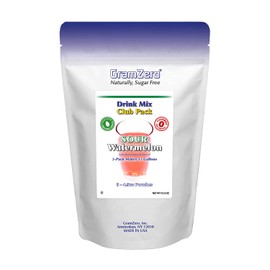GramZero Sour Watermelon Zero Calorie Sugar Free Drink Mix, Great For Nutrition Club Loaded Tea, Stevia Sweetened