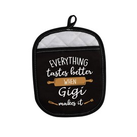 LEVLO Best Mother Father Baking Cooking Gifts Everything Tastes Better When Mimi/Grandma/Nana/Papa/Nonna/Gigi Makes It Oven Mitts (Papa)