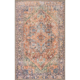 RugOver Machine Washable Area Rug, Pet-Friendly and Non-Slip Indoor Carpet for Kitchen, Bathroom, Living Room, Home Floor Decoration (Multicolor, 2' x 3')