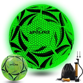 Glow in The Dark Soccer Ball Size 4/5,Glowing Luminious Soccer Balls for Day&Night Games and Training，Green Light Up Soccer Ball,Gifts for Men Youth and Adult Night Games(with Pump)