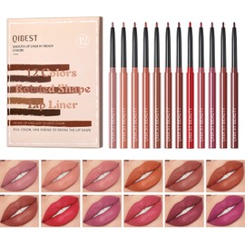 Lip Liner Pencil Set, Highly Pigmented, Waterproof, Natural Velvet Lip Make-Up, Soft Pencils, Long-Lasting Matt, Smooth, Ultra Fine Lip Liner