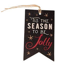 JAM PAPER Gift Tags Christmas - 4 1/4" x 2 3/8" - 'Tis The Season Black Kraft - 16 Holiday Tags/Pack