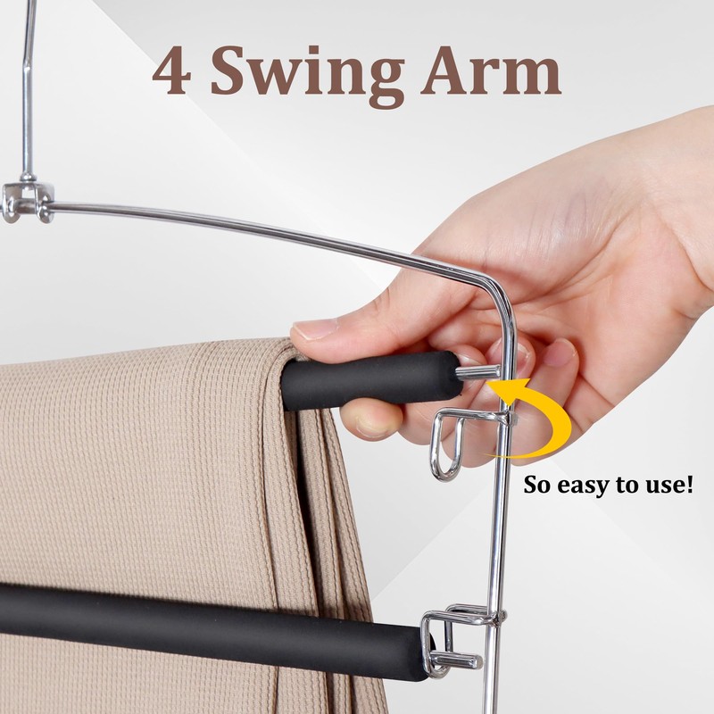 SINDAX Pants Hangers Space Saving - 6Pack, 5 Layers Space
