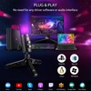 Micrófono Condensador USB+Tipo C, Micrófono de Computadora RGB con Filtro