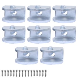 Seimneire 16 Pack Glass Shelf Bracket Floating Shelf Clips, Adjustable Clamp Glass Shelf Holder for 6-8mm Thickness, Shower Brackets Replacement Parts(Silver, Semicircle)