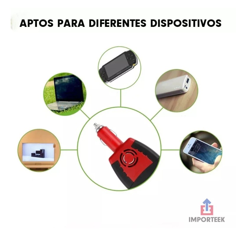 Importeek Inversor Corriente Automotriz Coche 150w Usb 12v A 110v