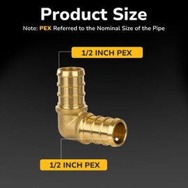 JUWO Pex Fittings 1/2", Pex 90 Degree Elbow, NSF & UPC Certified, Heavy Duty Brass Crimp Fittings for Pipe Plumbing, 10 Pack