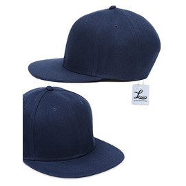 Laquest Simple Plain Snapback Cap, Flat Brim, navy