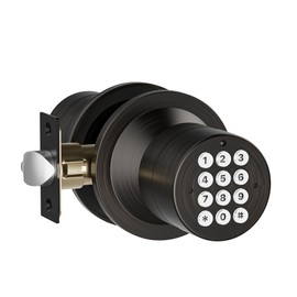 HIDALIFE Keypad Door Lock with Handle, Keyless Entry Door Lock, Door Knob with Keypad, Door Lock for Bedroom, Door Knob with Lock for Front Door Garage Home Apartment, Oil Rubbed Bronze