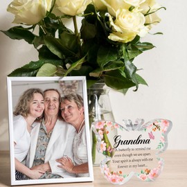 Hakumata Sympathy Gifts for Loss of Grandmother - Memorial Gifts for Loss of Grandma Remembrance Gifts Bereavement Gift Ideas Loss of Nana Gift Butterfly Acrylic Table Decoration Memorial Plaque