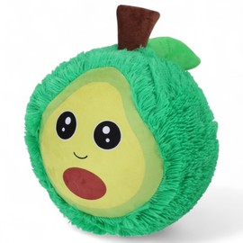MIJOMA Plush Ball Diameter 23 cm with Hand Pump - Cuddly Inflatable Softball - Fluffy Plush Ball - Inflatable Toy for Children (Avocado - Green)
