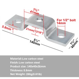 YIDU69Q 6 Pcs 3 Hole U Strut Connector Bracket for 13/16" x 1-5/8" Strut Channel, 7/32" Thick