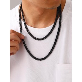 U7 Miami Curb Chain Necklace for Men Women Stainless Steel Necklace Chic Cuban Link Chain Heavy Link Chain Hip Hop Necklace Fashion Jewellery 5/7/9/12 mm Wide Chain Length 45-76 cm Selectable,