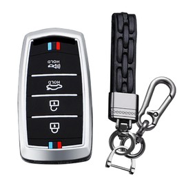 KUNIO Luminous Effect Key Fob Cover Case Fit for Hyundai Genesis G70 G80 G90 2017-2021 Keychain Keyless Entry Remote Case Holder Zinc Alloy Key Protector Type B-Silver