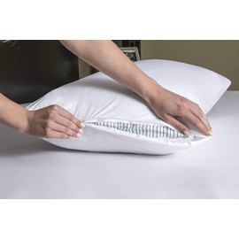 Dudu N Girlie Waterproof Pillow Protector Zipped 2 Pack Cotton Terry Towel White Pillow Covers - Machine Washable Easy to Use Breathable (Pillow Protector Pair)