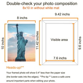 SESEAT 8x10 Picture Frame Rustic Distressed White, Display Pictures for Wall and Tabletop, 1 Pack