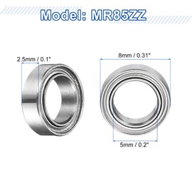sourcing map 8Pcs MR85ZZ Small Bearing, 5mm ID 8mm OD 2.5mm Width Double Shielded Deep Groove Ball Bearings for Electric Motor Skateboards 3D Printer, P5 (ABEC 5)