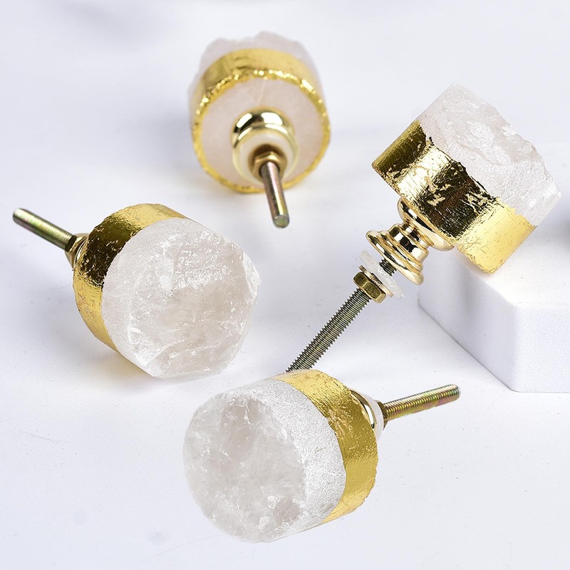 JIC Gem Set of 2 Amethyst Drawer Knobs Crystal Stone