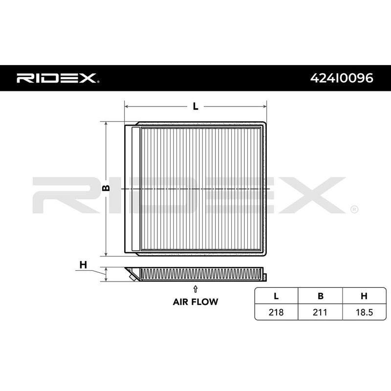 RIDEX 424I0096 Filter Interior Air Dust Filter Pollen Filter Micro