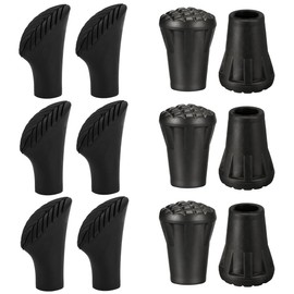 WOXJENA Walking Pads - 12 Pcs/6 Pairs Rubber Buffer for Walking Poles, Black, 11 mm Diameter