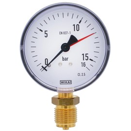 Fittingteile - Wika Pressure Gauge 111.10 Vertical Diameter 80 mm - Class 2.5 for Compressed Air Pneumatic Pressure Display (Display Range: 0 to 16 bar)