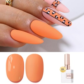 Double Rhythm 15ML Gel Polish Jelly Sheer Pastel Light Milky Color 1 PC 0.53 OZ Bottle UV Nail Polish Art Salon at Home for Women (Orange-B-A1394)