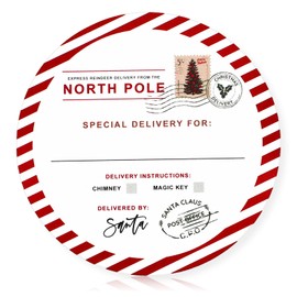 Affrolling 500 Pcs North Pole Christmas Stickers from Santa for Gifts 2 Inch Self Adhesive Christmas Gift Tag Round Xmas Wrapping Paper Labels for Xmas Party Holiday Cards Envelopes Boxes(Cute)