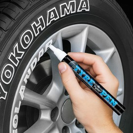 YUWJOOWEE Pack of 5 Car Tyre Pens, White, High Capacity Tyre Pen, Waterproof, Waterproof Tyre Marker, Paint Pen, White, White Tyre Marker for Car, Motorcycle Tyres