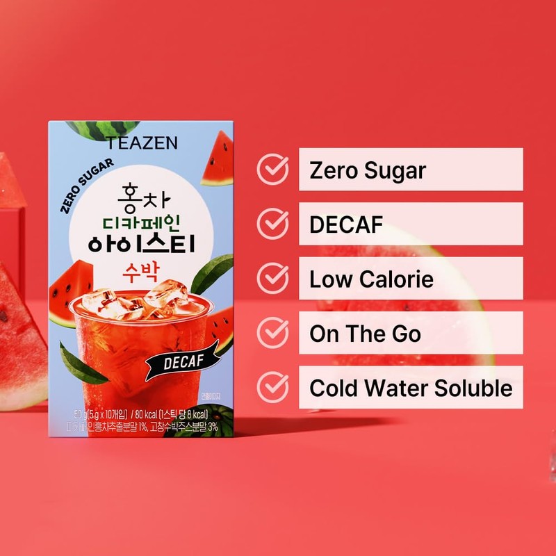 Teazen Summer Watermelon Iced Tea, Sugar Free, Uva Black Tea,