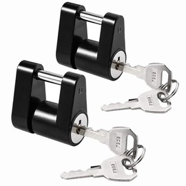 CZC AUTO - Bloqueo de enganche de remolque negro, diámetro de 1/4 pulgadas, 3/4 pulgadas para acoplador de remolque de barco, RV, camión, coche (2 unidades con llave, negro)